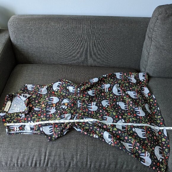 Hide & Seek Button Front Sleeveless Sloth Print Summer Dress - Picture 9 of 10